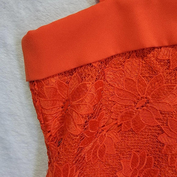 Banana Republic Limited Edition Orange Sleeveless Lace Overlay Dress Bow Size 8 - Picture 6 of 13